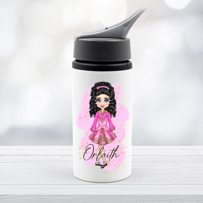 personalised Irish Dancer Water Bottle: Pink Dress, Dance Gift