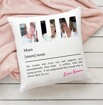 Personalised photo cushion for Mum, Nan, Aunt, Mother's Day cushion, Mum cushion
