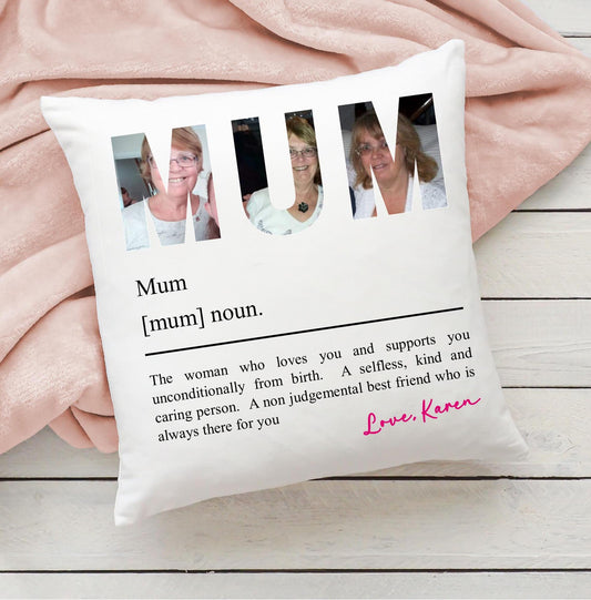 Personalised photo Mum definitions cushion