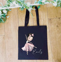 personalised Ballerina Tote Bag: Dancer Gift, Custom Name
