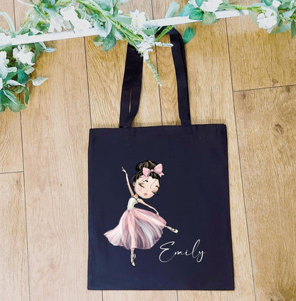 personalised Ballerina Tote Bag: Dancer Gift, Custom Name