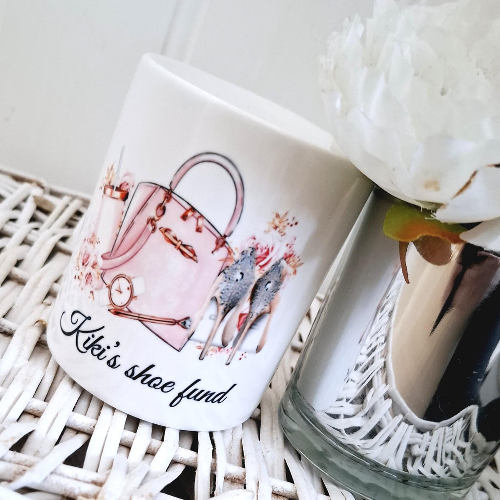 personalised Shoe Fund Money Box: Teen Girl Savings Jar