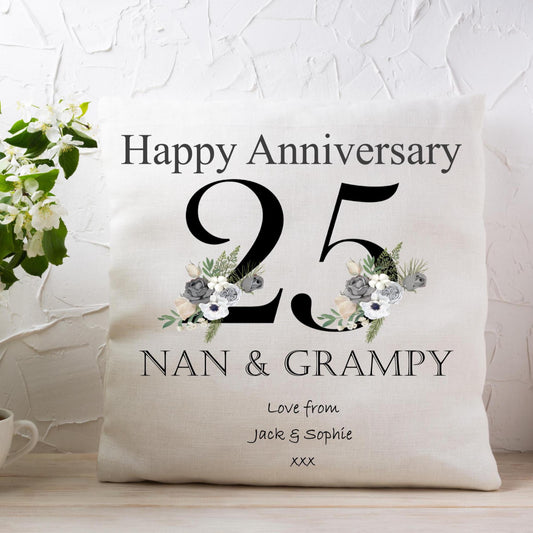 25th silver wedding anniversary cushion