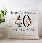 personalised 40th Anniversary Cushion: Ruby Wedding Keepsake
