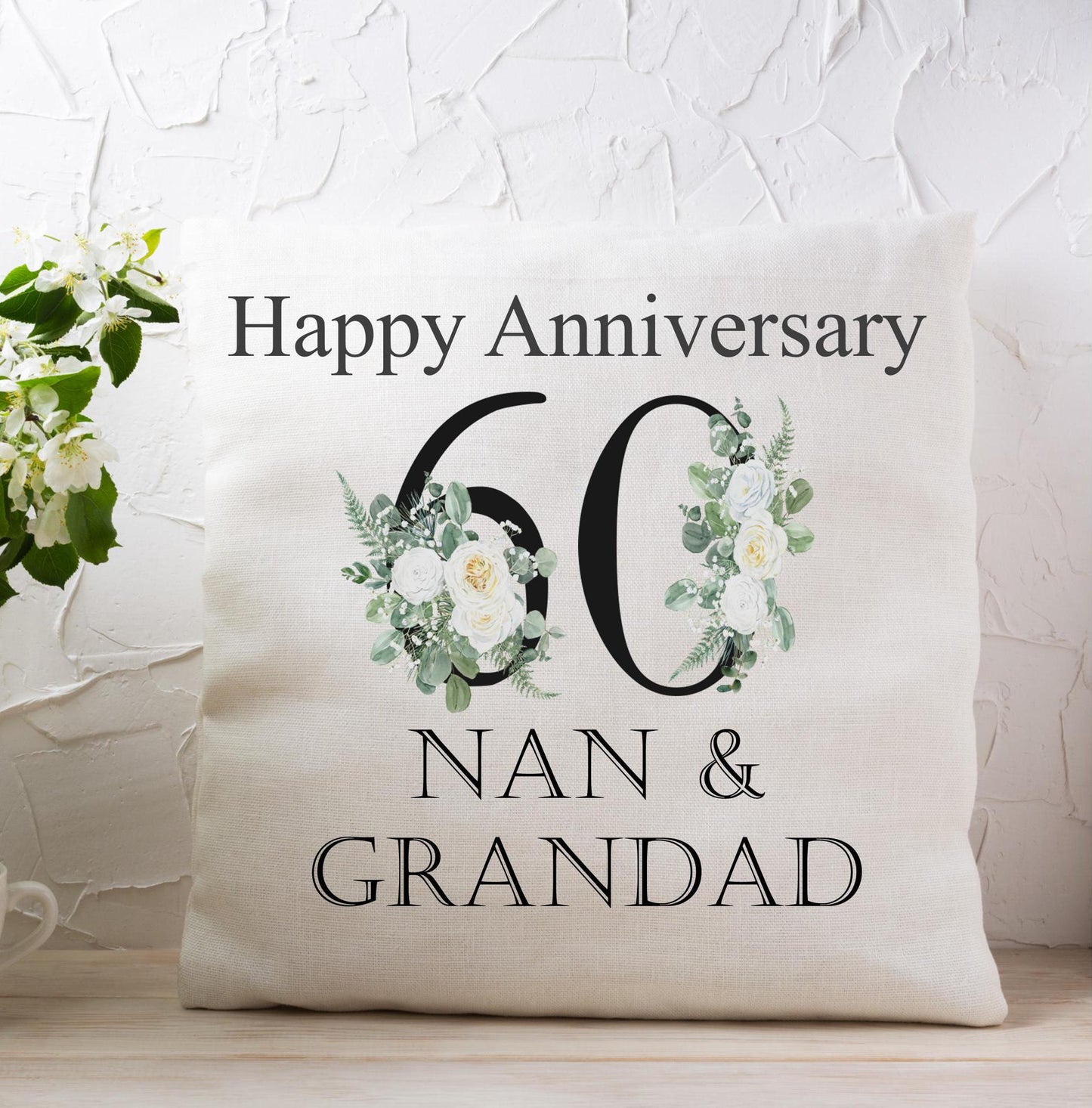 60th Diamond wedding anniversary cushion