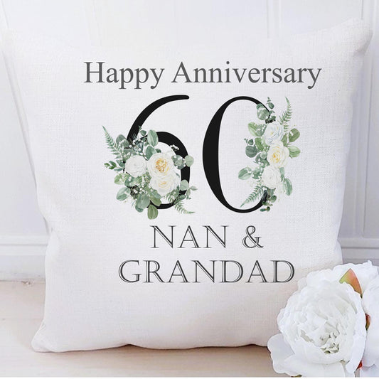 Personalised Diamond Anniversary Cushion, custom 60th Anniversary Keepsake
