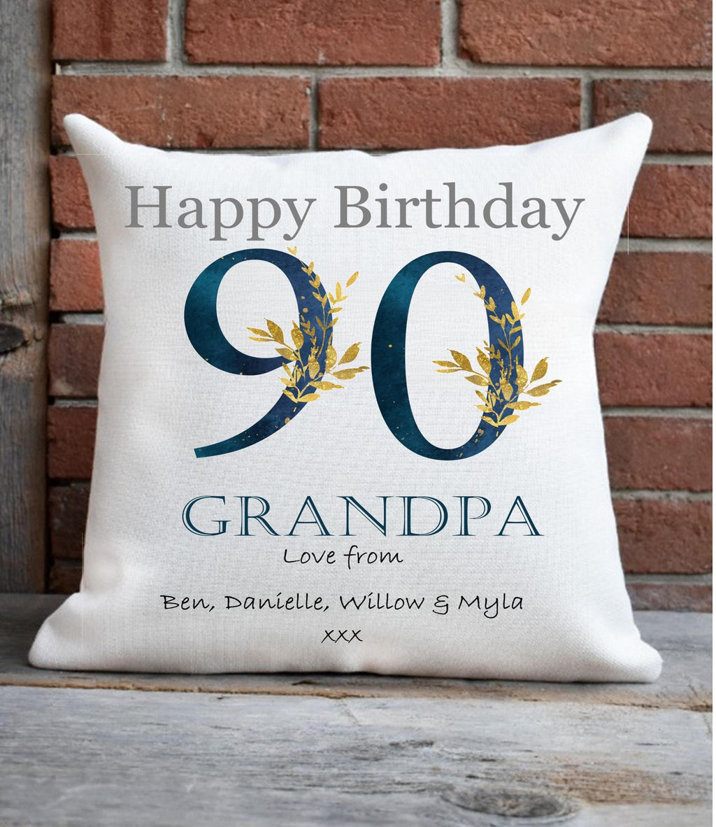Personalised 90th Birthday Cushion for Dad, 90th Birthday cushion, 90th birthday gift for Grandad