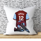 Personalised Football Cushion: Claret & Blue Kit, Teen Gift
