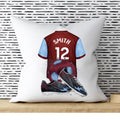 Personalised Football Cushion: Claret & Blue Kit, Teen Gift