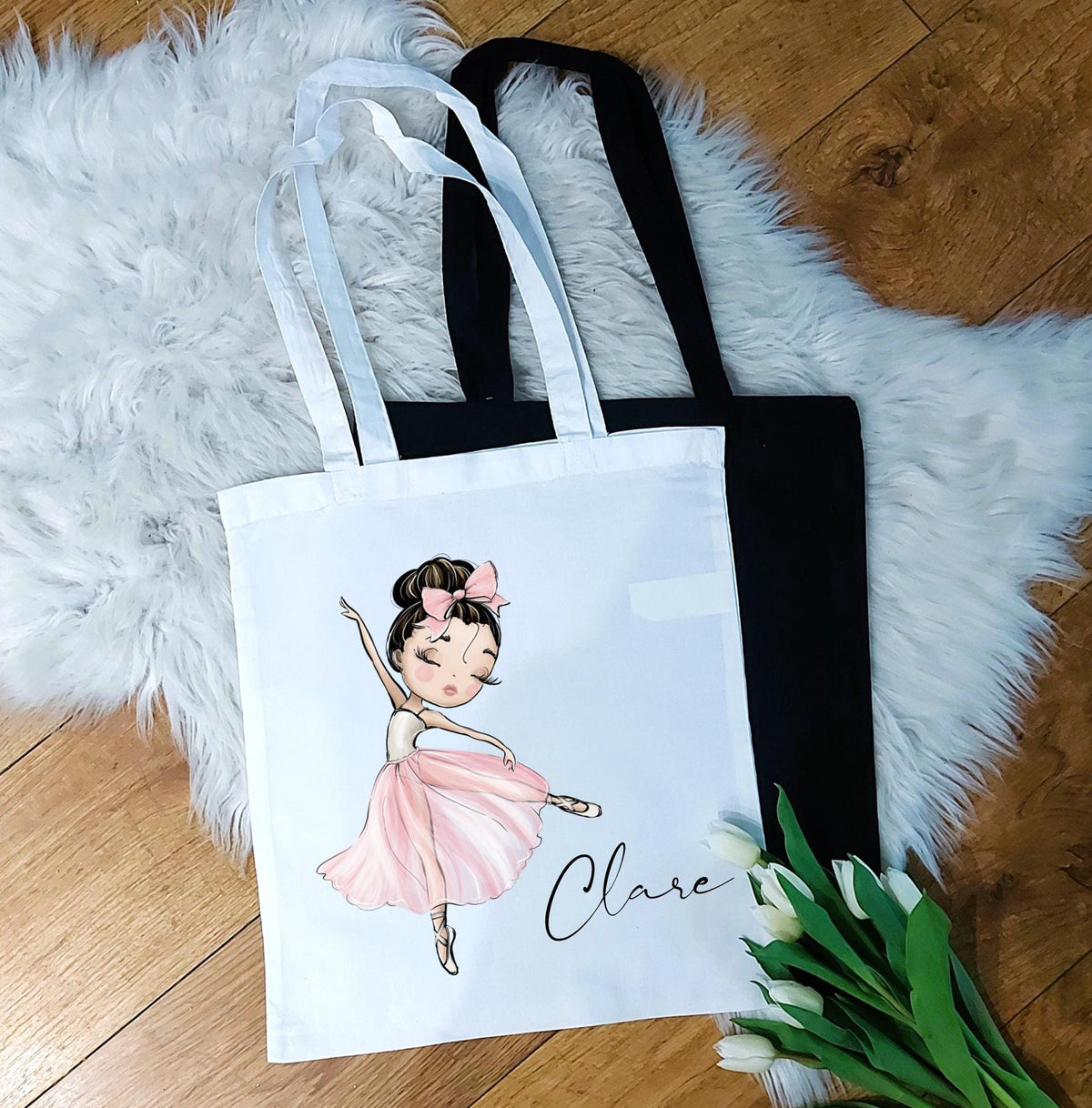 personalised Ballerina Tote Bag: Dancer Gift, Custom Name