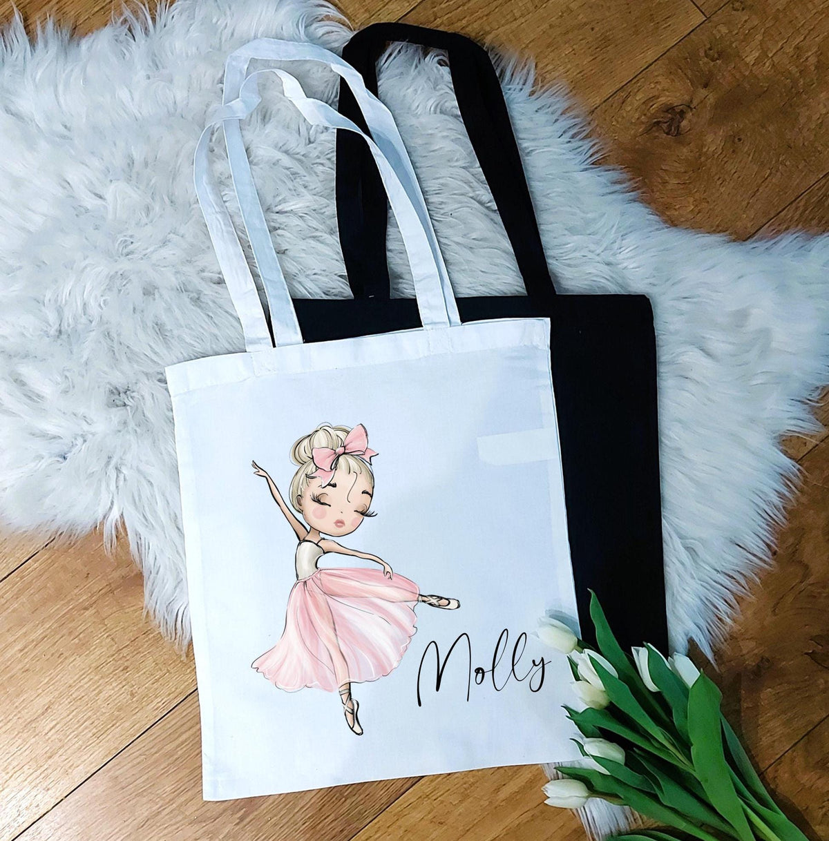 personalised Ballerina Tote Bag: Dancer Gift, Custom Name