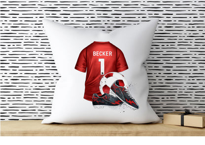Personalised Football Cushion: Liverpool Shirt Gift, Teen Room Decor