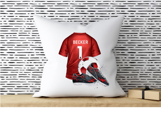Personalised Football Cushion: Liverpool Shirt Gift, Teen Room Decor
