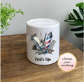 personalised Barber Tip Jar: Ceramic Barber Shop Savings Box