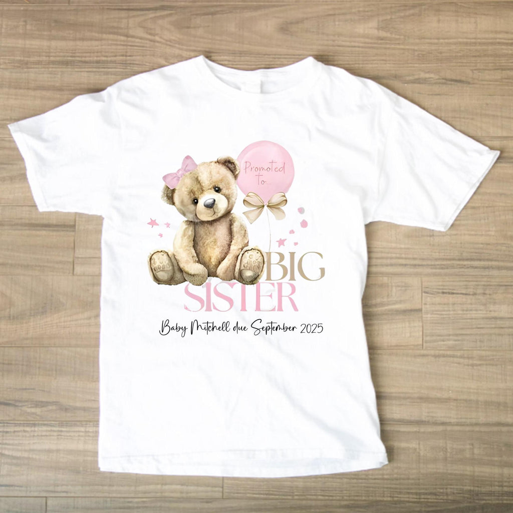 Personalised Big Sister T Shirt, Promoted to Big Sister, New Baby Gift