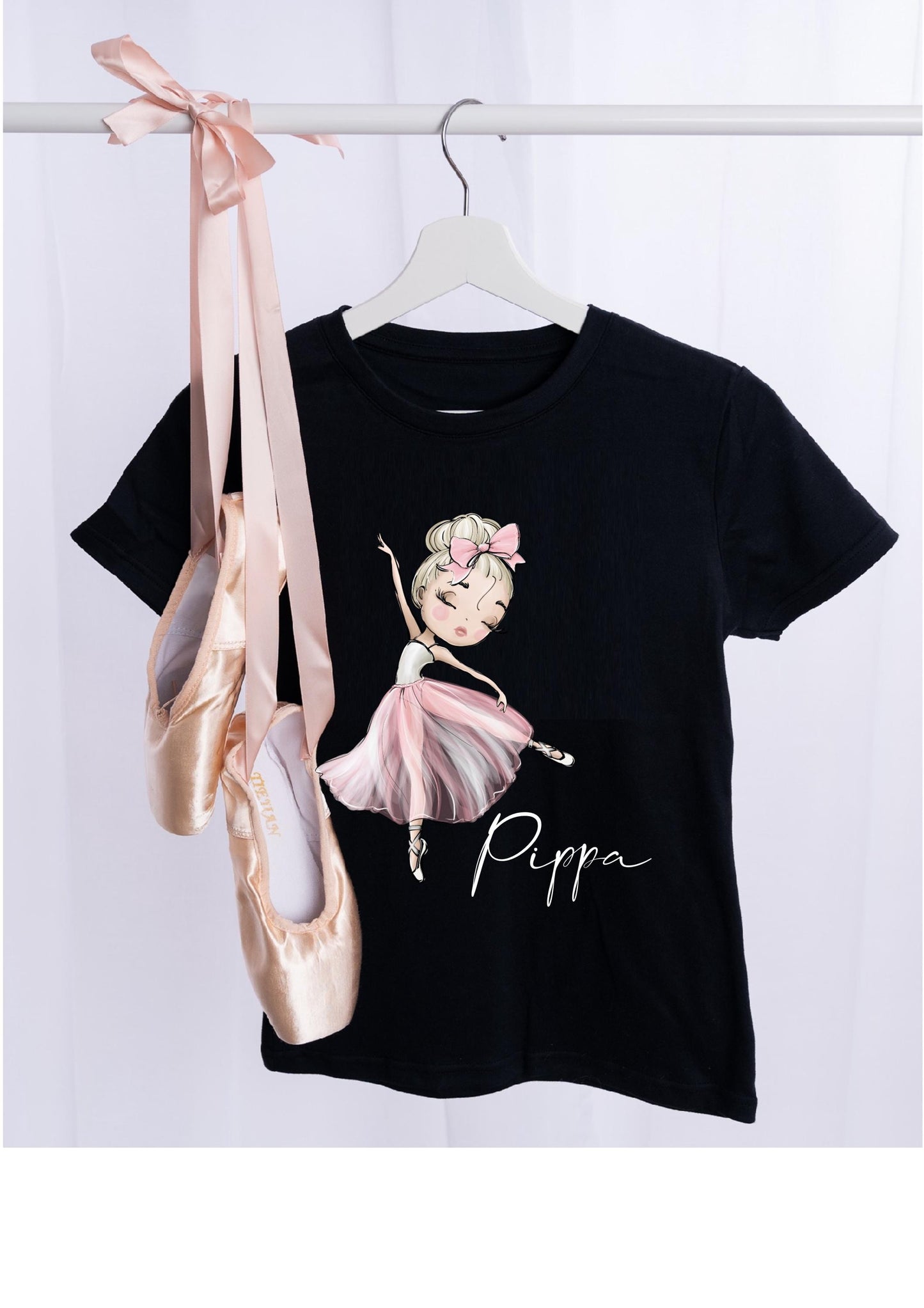 Personalised Ballerina T-Shirt, black cotton warmup top, ballet t-shirt, ballet gift, dancewear gift