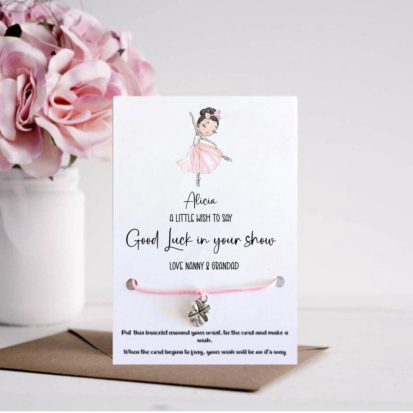 Personalised Good Luck in your dance show wish bracelet, Good Luck dance gift, personalised good luck show, personalised dance show gift