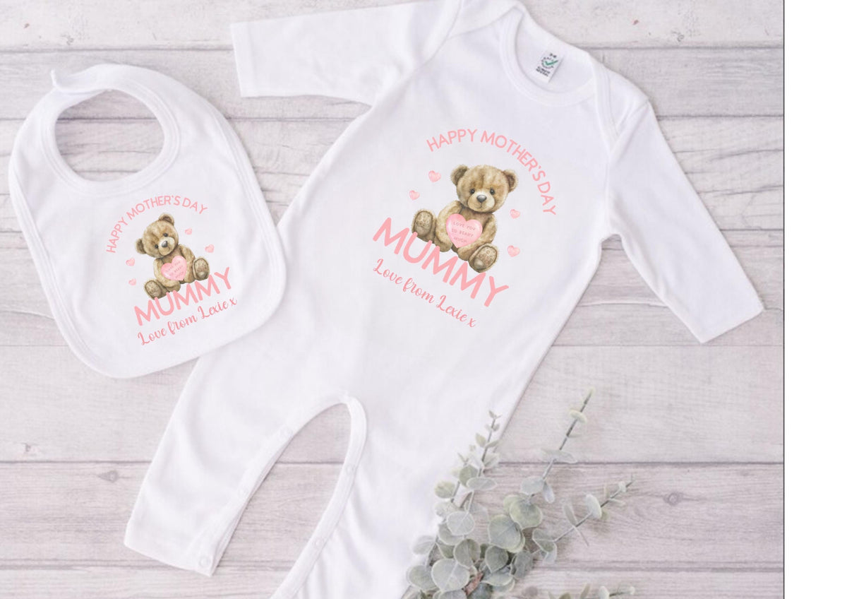 personalised Mother's Day Baby Vest: Teddy Bear Gift from Daughter