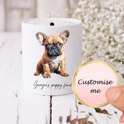 Personalised French Bulldog Money Box: Ceramic Coin Bank, Savings Jar