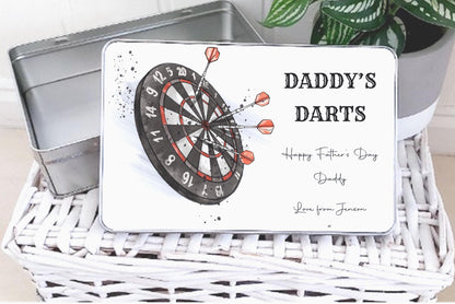 personalised Darts Storage Tin: Custom Dart Accessories