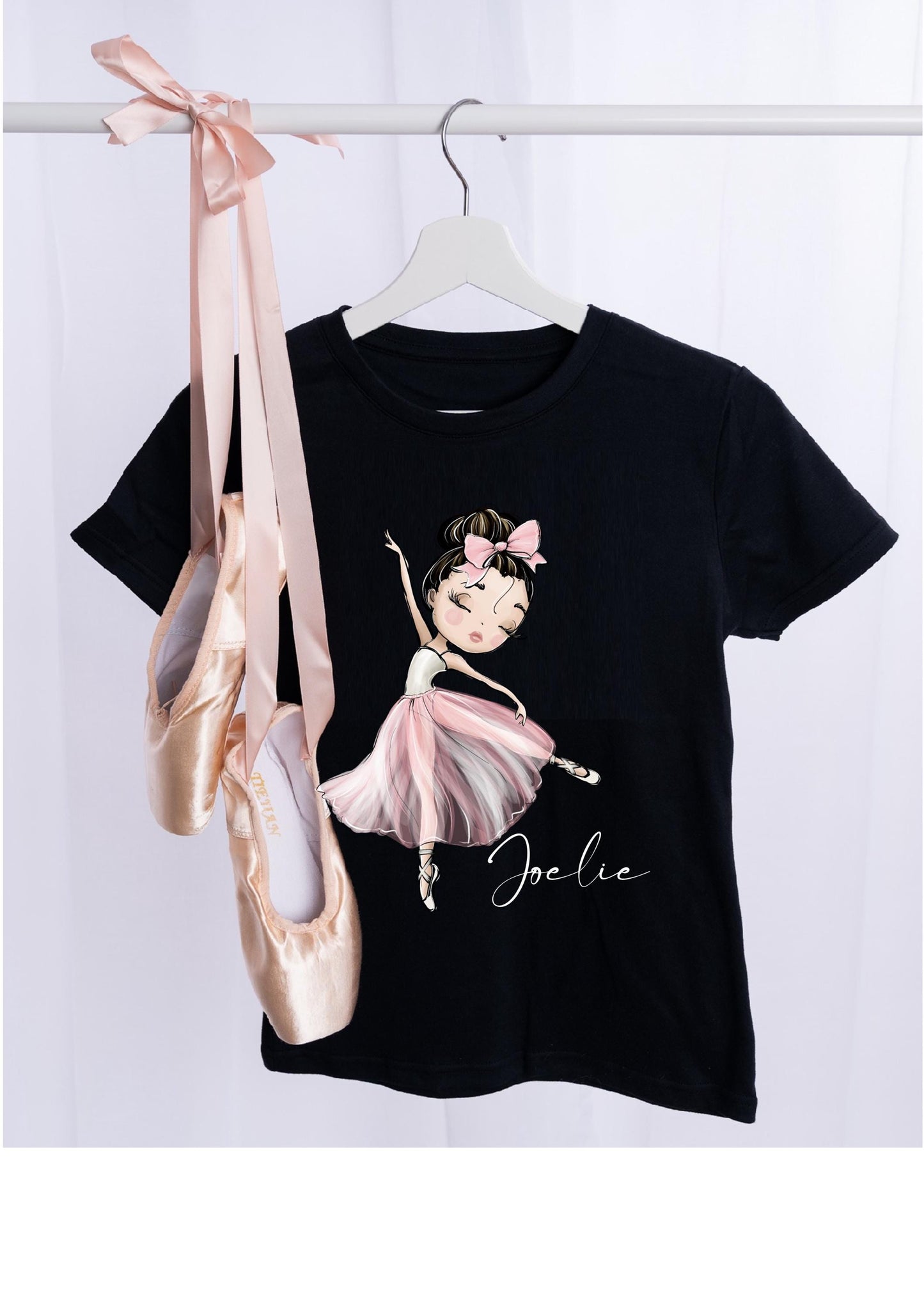 Personalised Ballerina T-Shirt, black cotton warmup top, ballet t-shirt, ballet gift, dancewear gift