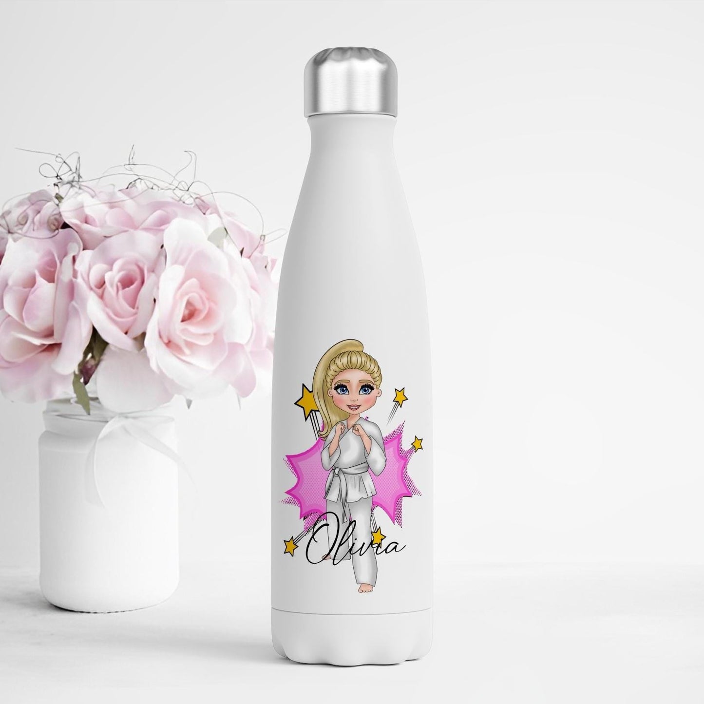 Karate Girl personalised water bottle: School Sports Gift