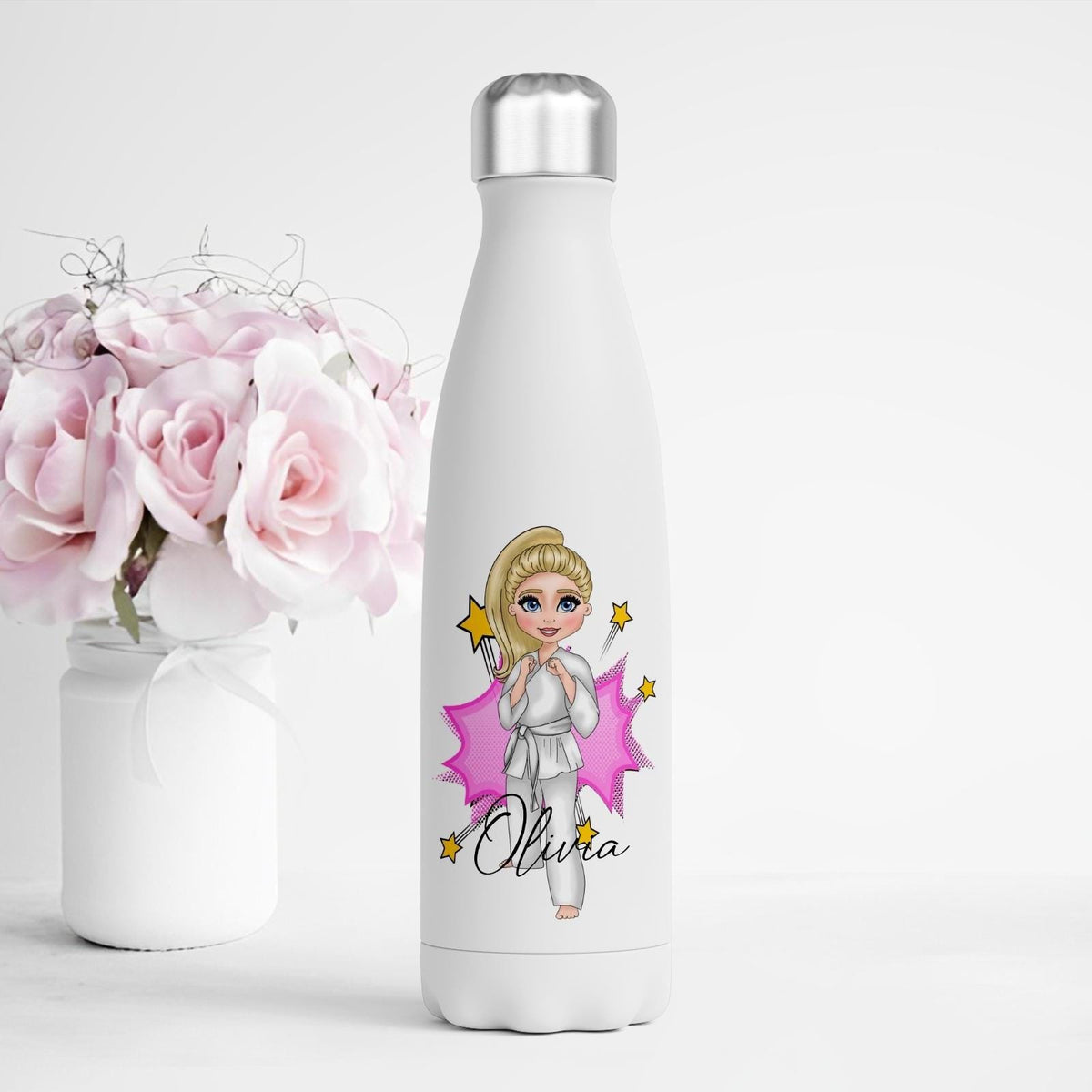 Karate Girl personalised water bottle: School Sports Gift