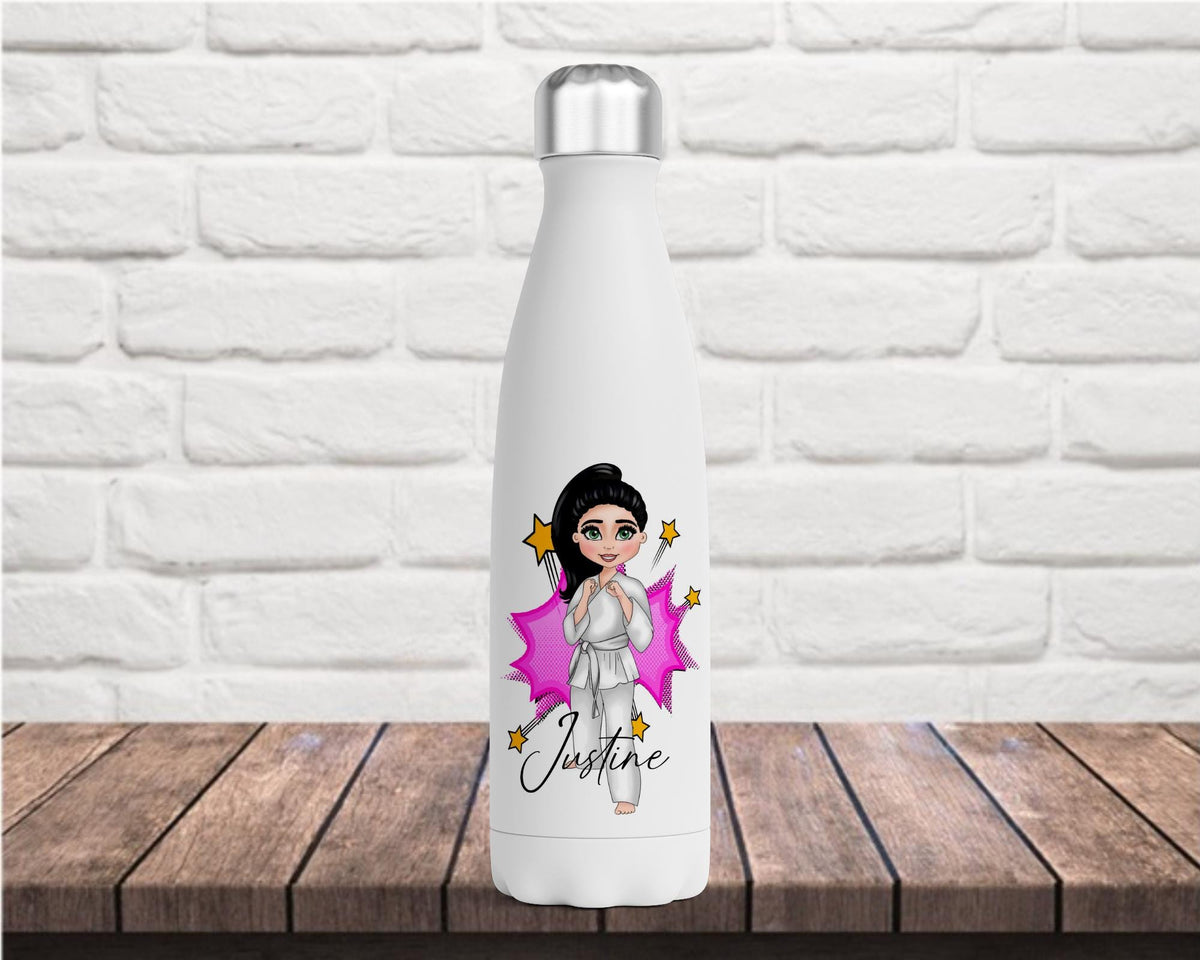 personalised Karate Girl Water Bottle: School Sports Gift