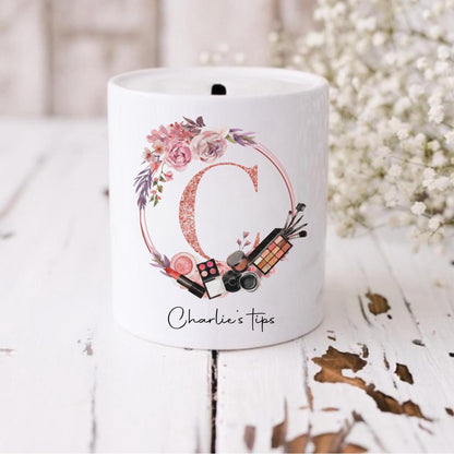 personalised Makeup Artist Tip Jar: Ceramic MUA Moneybox