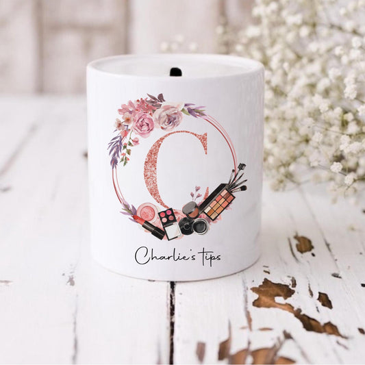 personalised Makeup Artist Tip Jar: Ceramic MUA Moneybox