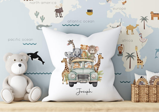 Personalised Safari Animal Cushion: Kids Room Decor