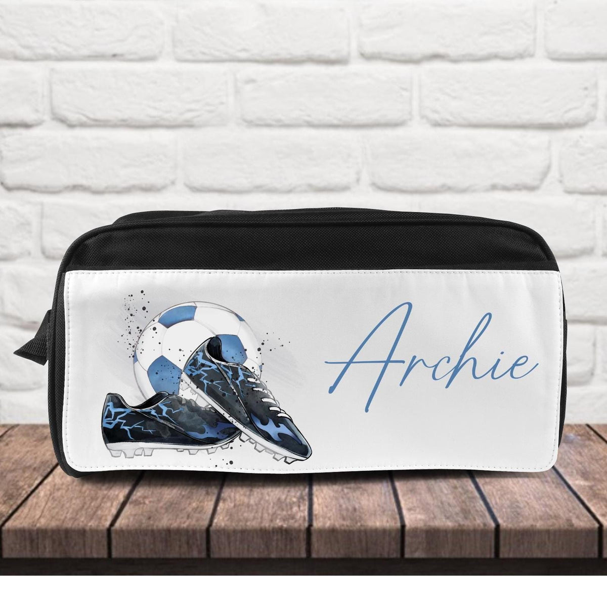 Personalised Football Boot Bag, sports shoe storage, gift for a footballer, football gift for him