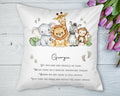 Personalised Safari Animal Bedtime Story Pillow: Custom Nursery Decor