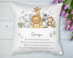 Personalised Safari Animal Bedtime Story Pillow: Custom Nursery Decor