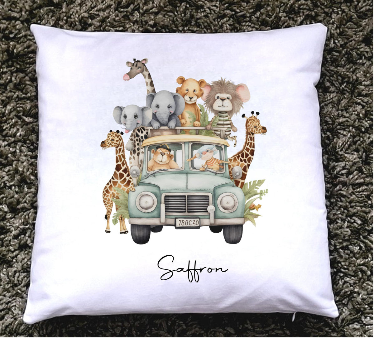 Personalised Safari Animal Cushion: Kids Room Decor