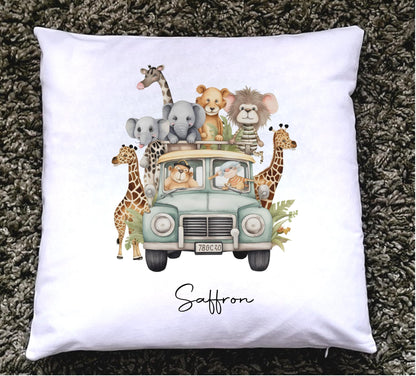 Personalised Safari Animal Cushion: Kids Room Decor