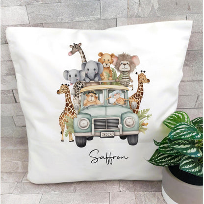 Personalised Safari Animal Cushion: Kids Room Decor