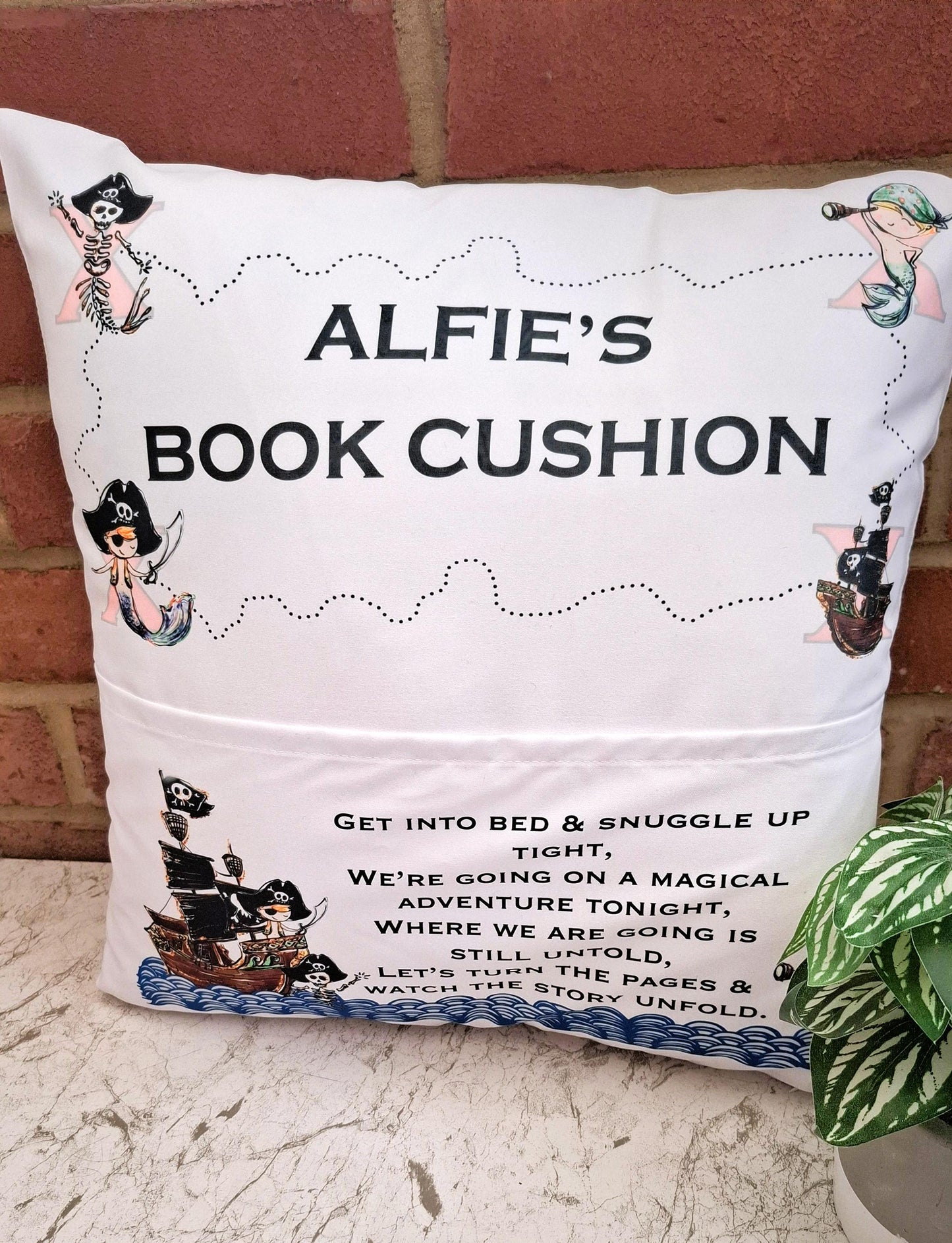 Personalised boy's Pirate Reading Cushion: Boy's Bedroom Decor