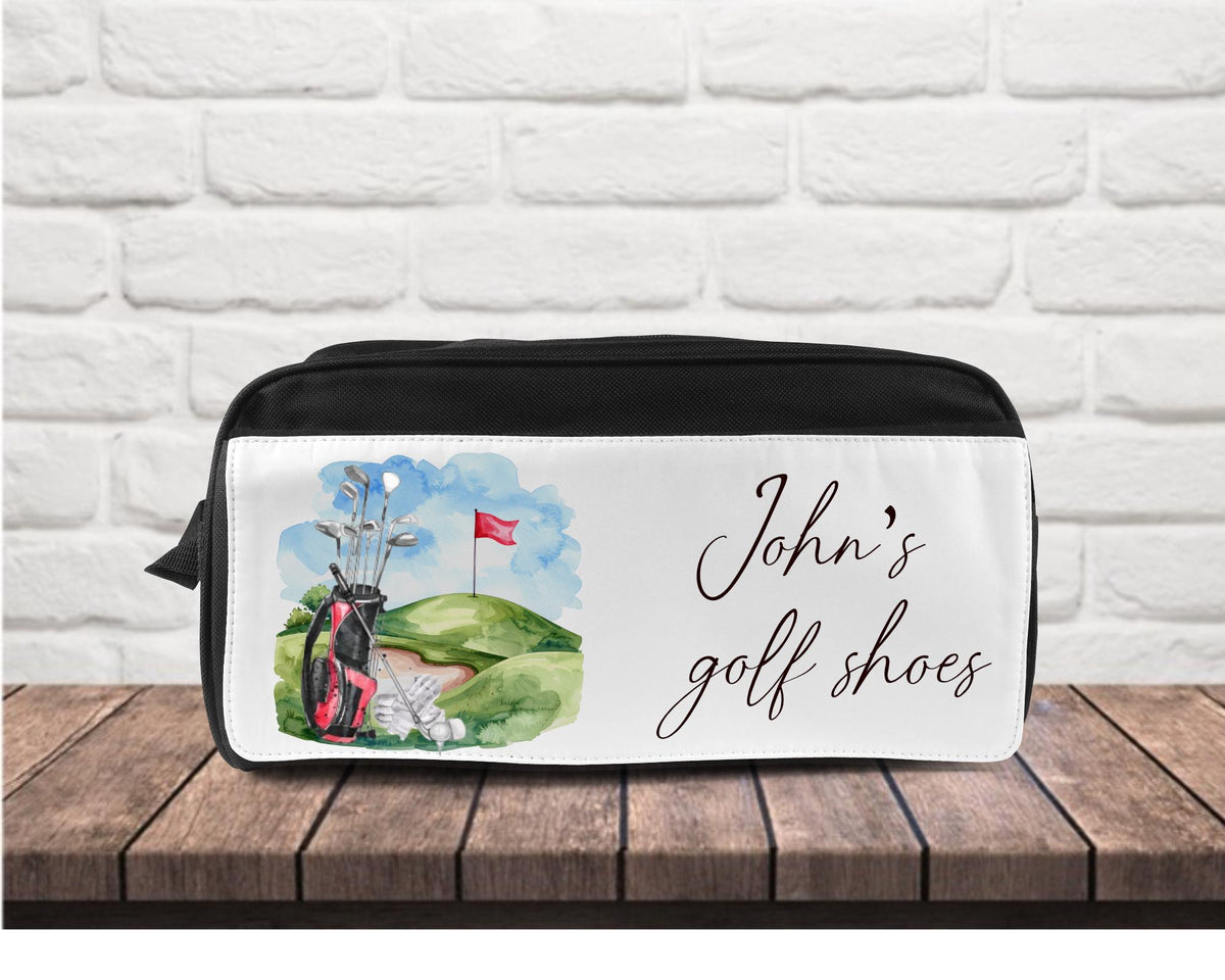 personalised Golf Shoe Bag: Polyester Golf Storage, Golfer Gift