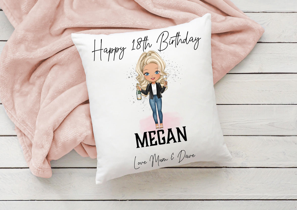 Personalised ADULT character birthday cushion, any age, your choice of personalisation - over 18s!