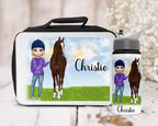 Personalised horse lunch bag, horse lunchbox horse giftset, back to school kit, girls lunch bag, personalised lunch cooler, horse gifts