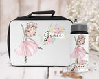 Personalised Ballerina Lunch Box and Water Bottle Set, Ballet Dancer Kids School Lunch Bag, Custom Gift for Girls