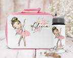 Personalised Ballerina Lunch Box and Water Bottle Set, Ballet Dancer Kids School Lunch Bag, Custom Gift for Girls