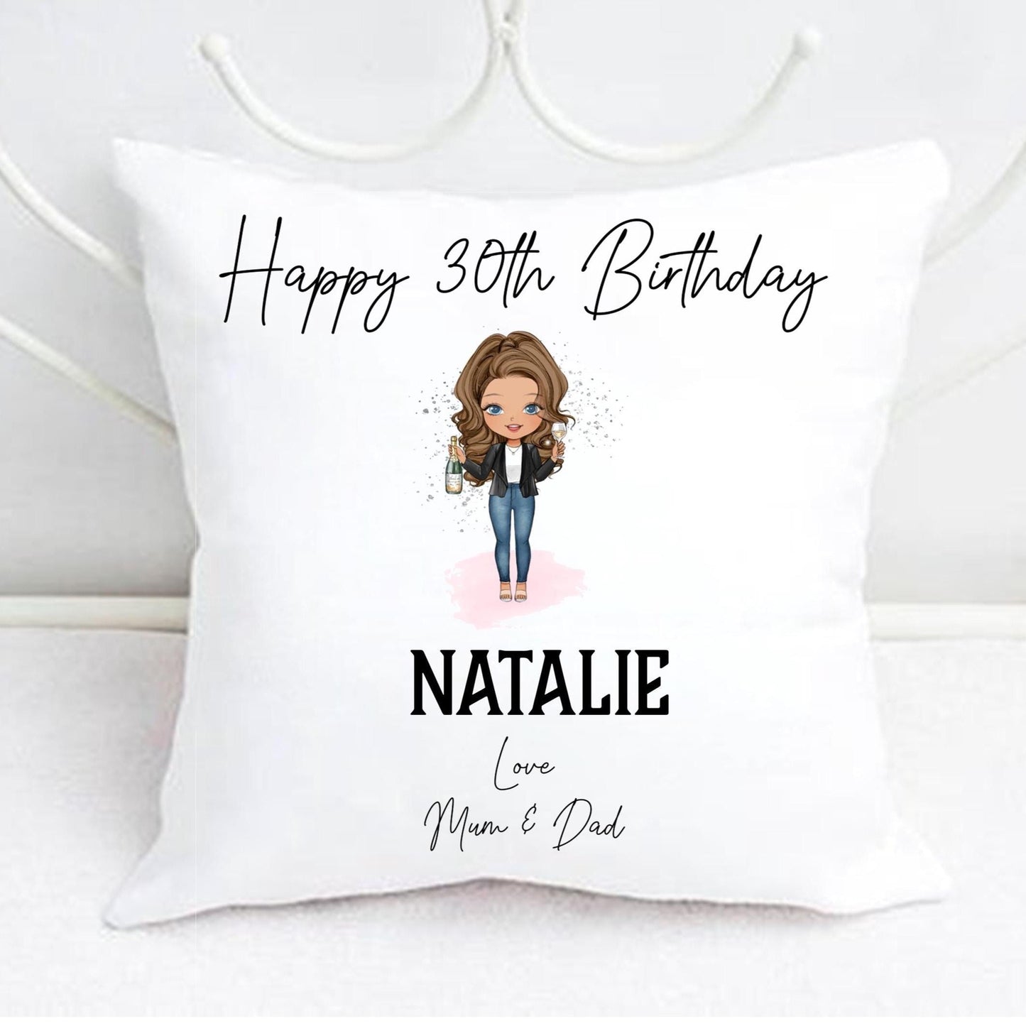 Personalised ADULT character birthday cushion, any age, your choice of personalisation - over 18s!