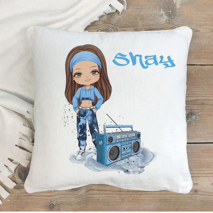 Personalised Hip Hop Girl Cushion, Custom street dancer gift, Street Dancer Pillow, Cool Teen Bedroom Decor Gift, Commercial dancer cushion