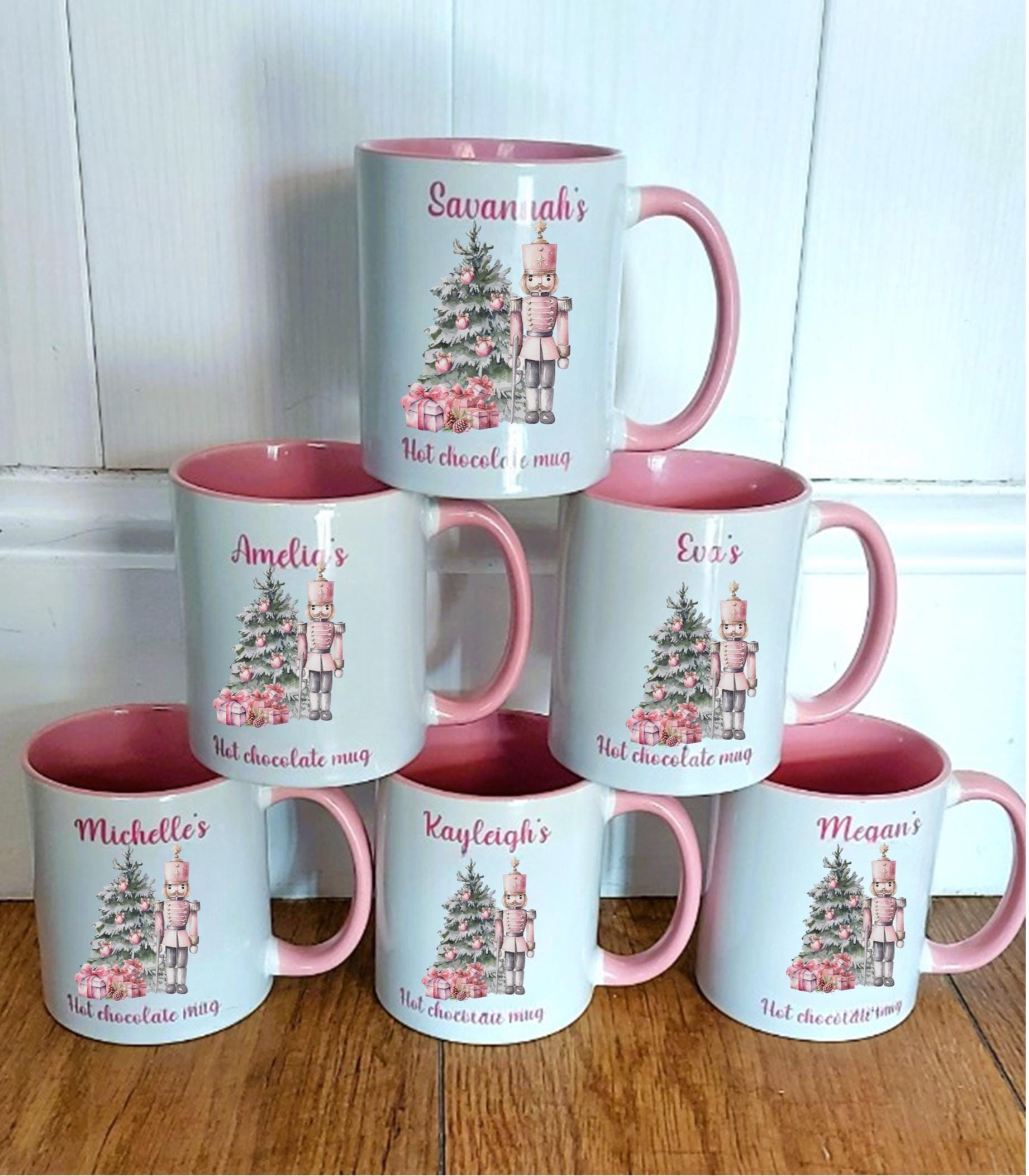 Pink Christmas Nutcracker personalised mug