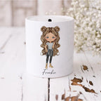 personalised Teen Girl Money Box: Custom Hair & Eye Color