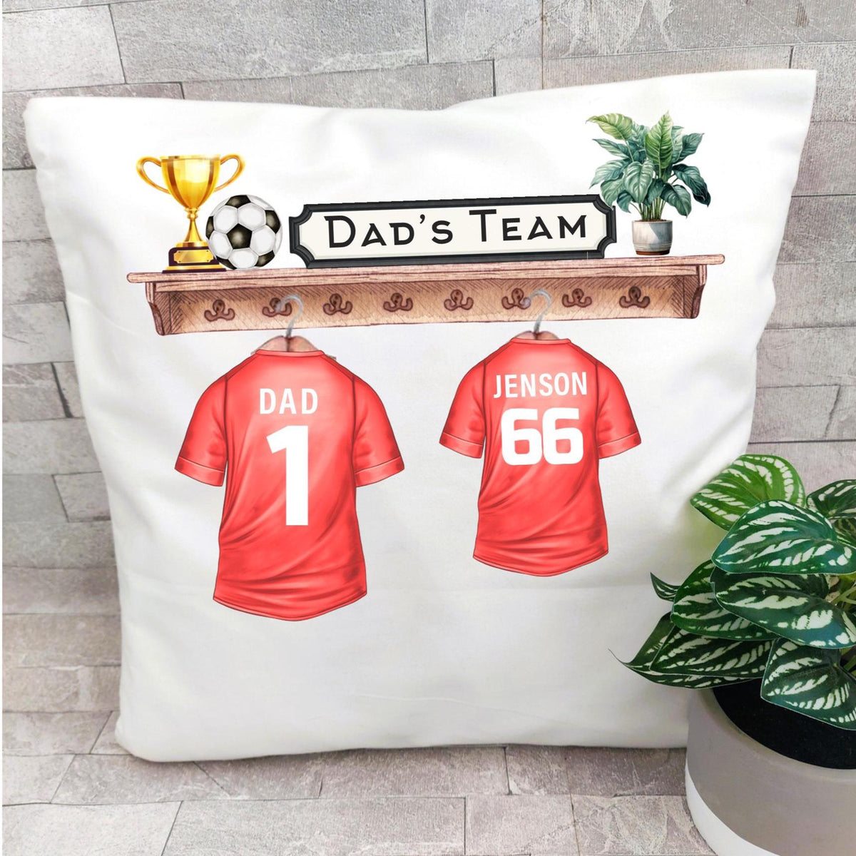 Personalised Dad's Football Cushion: Custom Team Colors