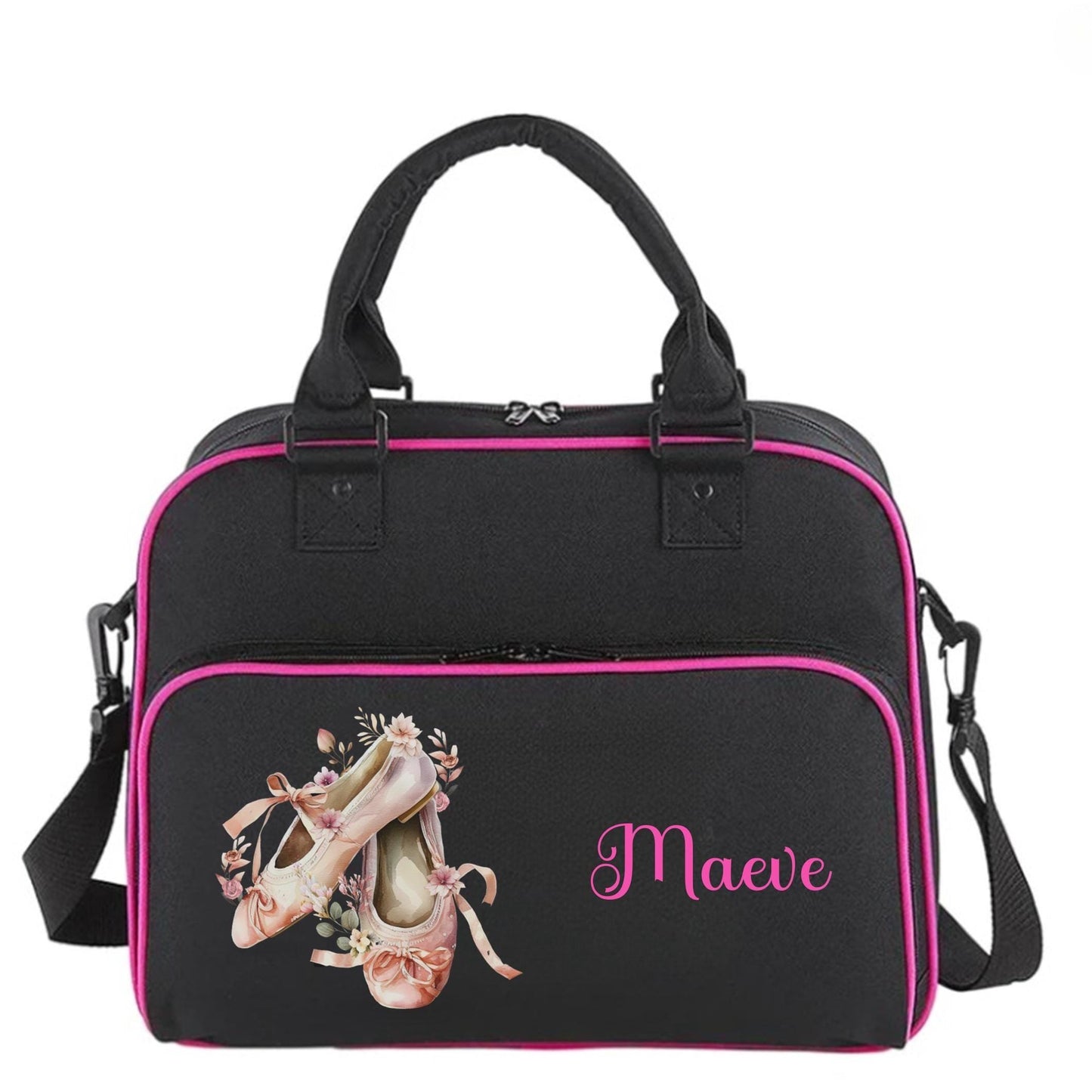 Personalised ballet slippers dance/ballet bag - choice of 4 bag colours