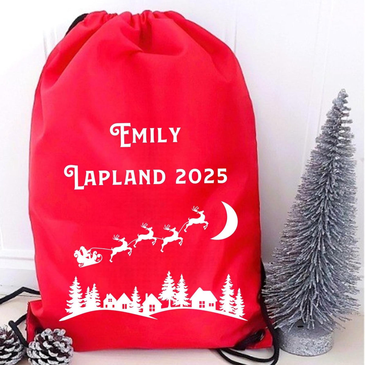 Personalised Lapland 2025 Drawstring Bag, bag for Lapland trip, Lapland reveal gift